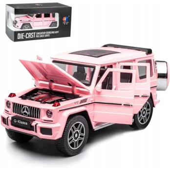 MERCEDES-BENZ G63 METALOWY MODEL SAMOCHODU 1:24 DŹWIĘK ŚWIATŁO RÓŻOWY