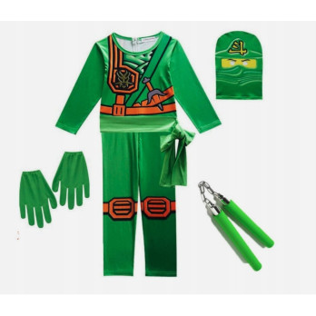PRZEBRANIE DZIECIĘCE KOSTIUM NINJA ZIELONY KARNAWAŁ WYSTĘP 98-110cm
