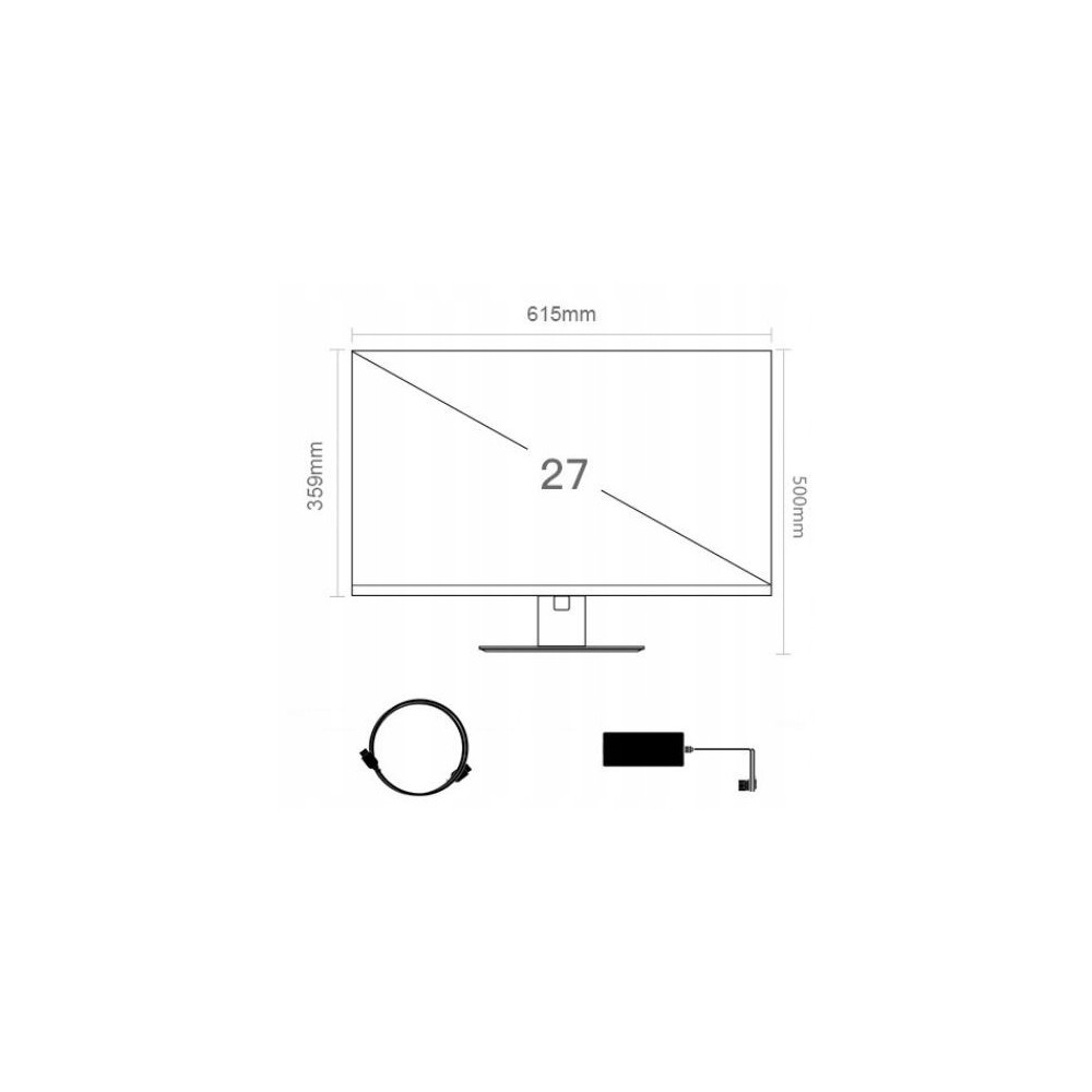 ALUMINIOWY SREBRNY MONITOR 5K O PRZEKĄTNEJ 27'' 61x50x35 cm LED FULL
