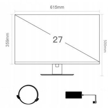 ALUMINIOWY SREBRNY MONITOR 5K O PRZEKĄTNEJ 27'' 61x50x35 cm LED FULL