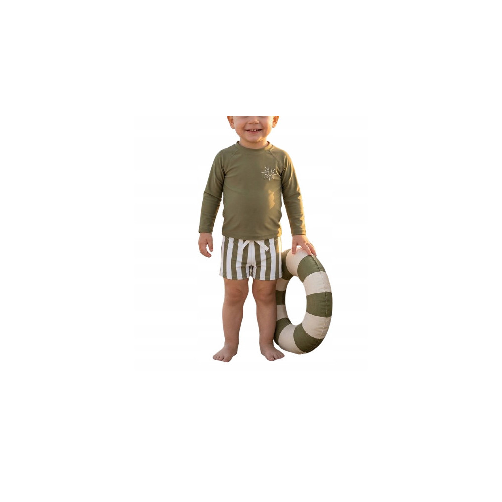 STRÓJ KĄPIELOWY DWUCZĘŚCIOWY CHŁOPIĘCY OCHRONA UV UPF50+ 110 OLIWKOWY