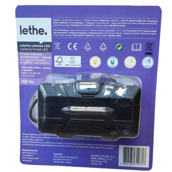 Lethe Works Latarka Czołowa 500Lm 2x akumulator w zestawie na USB