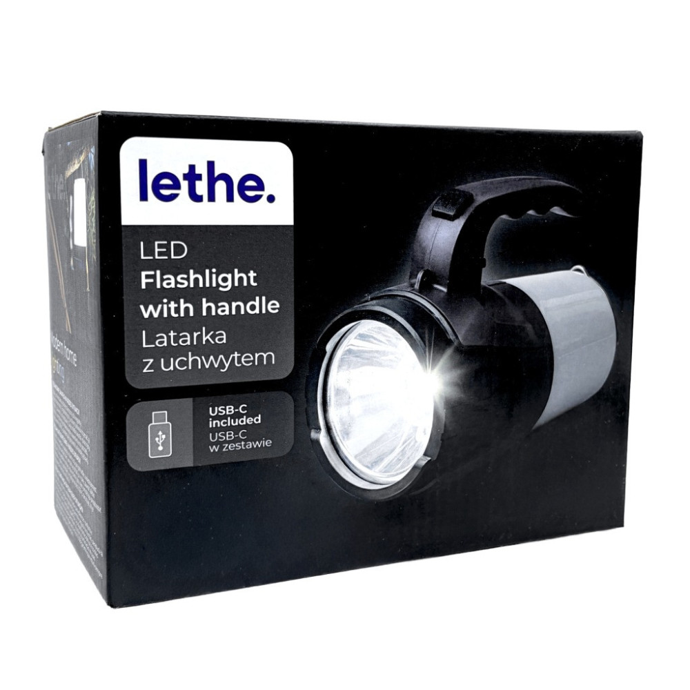 Lethe Latarka z uchwytem 150lm USB-C 180x130x95mm czarna