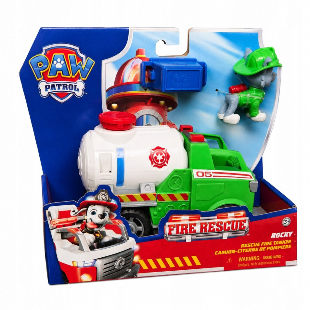PSI PATROL FIRE RESCUE Pojazd z figurką ROCKY + CYSTERNA STRAŻACKA
