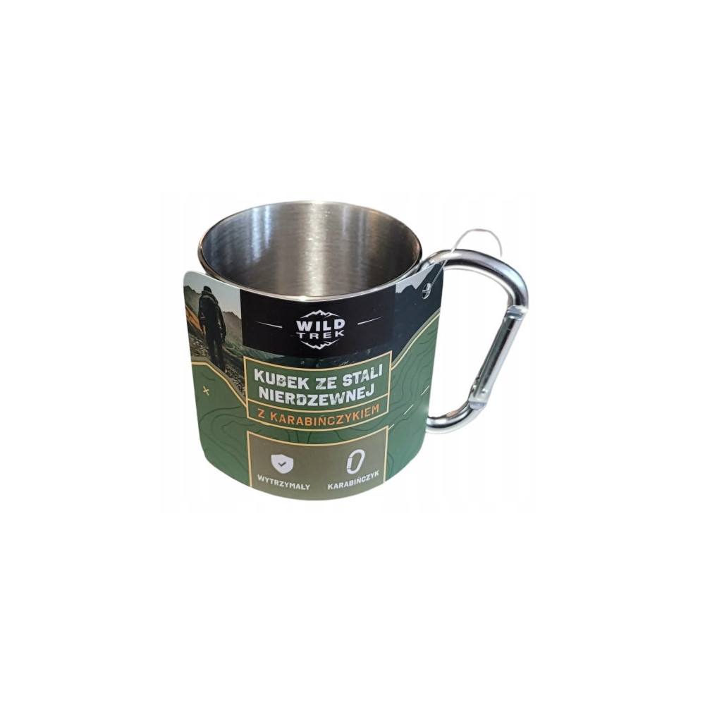 WILD TREK Kubek ze stali nierdzewnej z karabińczykiem turystyczny 300 ml
