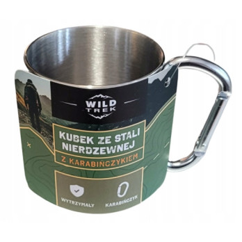 WILD TREK Kubek ze stali nierdzewnej z karabińczykiem turystyczny 300 ml