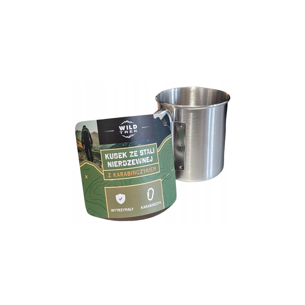 WILD TREK Kubek ze stali nierdzewnej z karabińczykiem turystyczny 300 ml