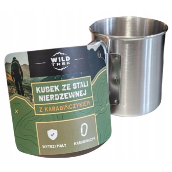 WILD TREK Kubek ze stali nierdzewnej z karabińczykiem turystyczny 300 ml