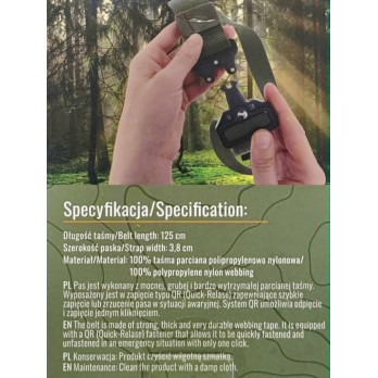 Wild Trek Pas Pasek Taktyczny dł 125 cm x 3,8 cm wytrzymały klik czarny