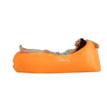 Dmuchana sofa PLAŻOWA POMARAŃCZOWA PLENER leżak materac nadmuchiwany WOREK