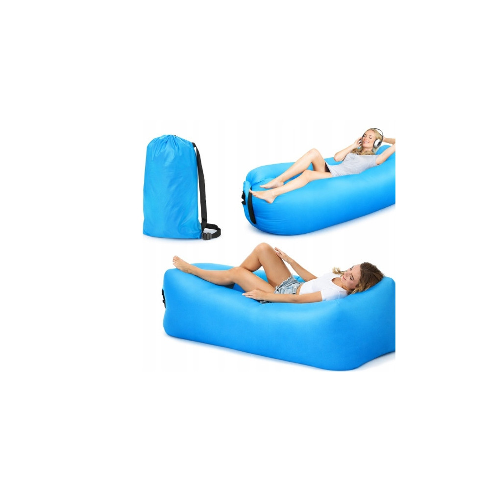 Dmuchana sofa PLAŻOWA POMARAŃCZOWA PLENER leżak materac nadmuchiwany WOREK