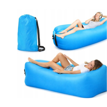 Dmuchana sofa PLAŻOWA POMARAŃCZOWA PLENER leżak materac nadmuchiwany WOREK