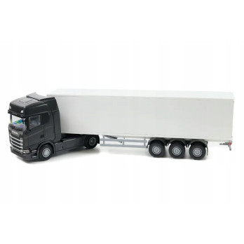 Emek 86003 Scania S410 czarny z naczepą kontenerem Box