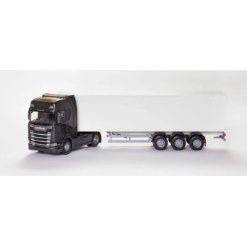 Emek 86003 Scania S410 czarny z naczepą kontenerem Box