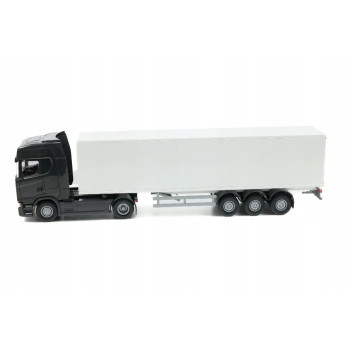 Emek 86003 Scania S410 czarny z naczepą kontenerem Box