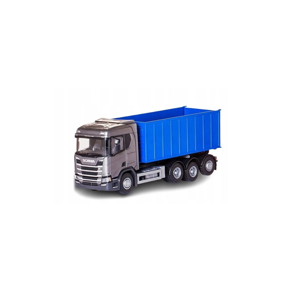 EMEK 20863 Scania CR 8x4 ciężarówka hakowa z wysokim kontenerem szara
