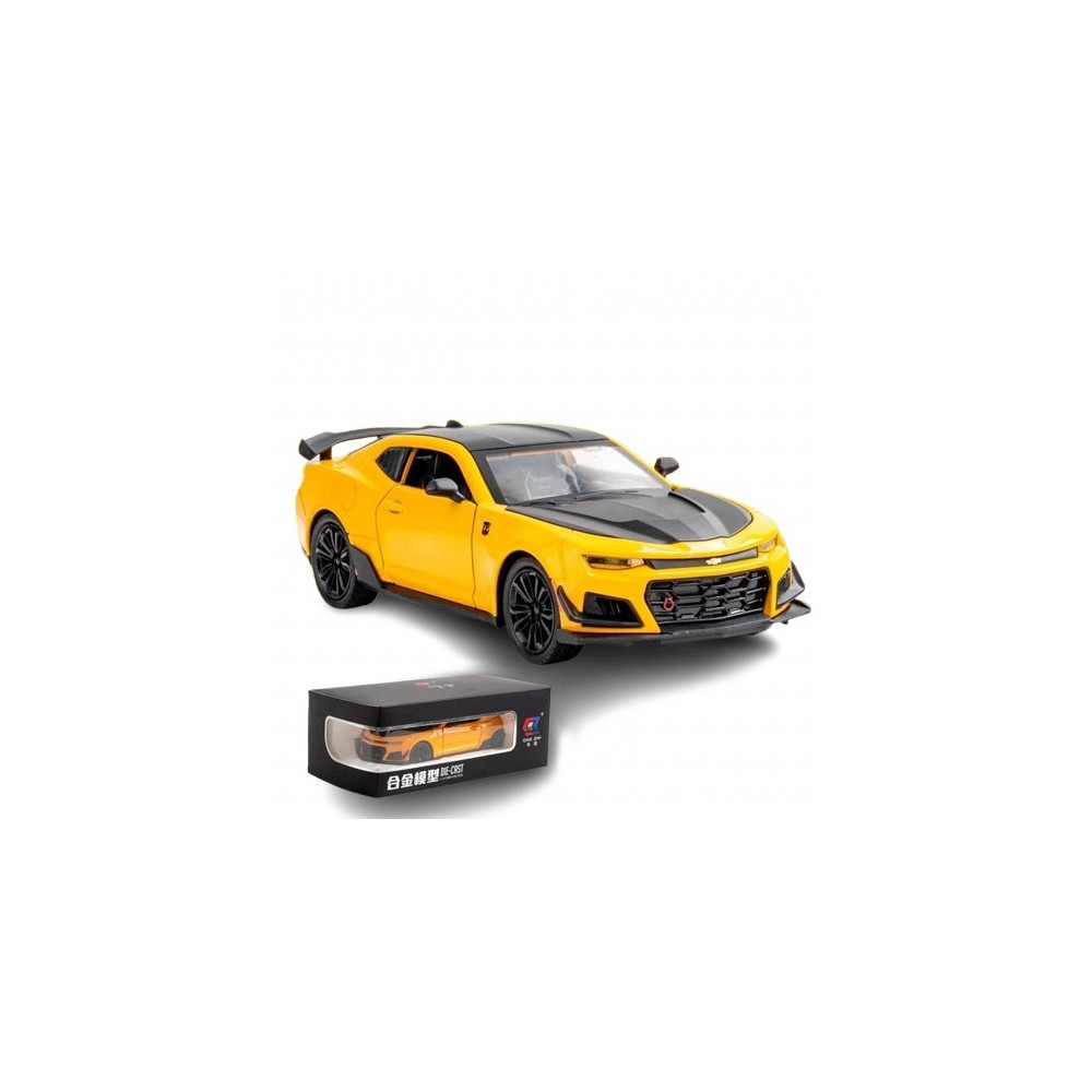 CHEVROLET CAMARO BUMBLEBEE 1:24 METALOWY MODEL AUTO ŚWIATŁA DŹWIĘK ŻÓŁTY