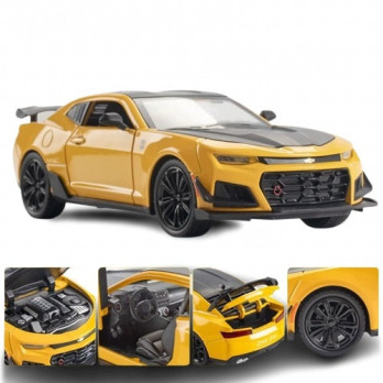 CHEVROLET CAMARO BUMBLEBEE 1:24 METALOWY MODEL AUTO ŚWIATŁA DŹWIĘK ŻÓŁTY