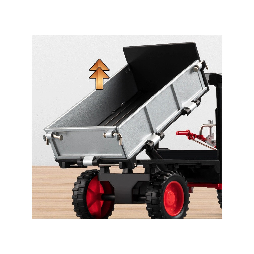 RETRO CIĄGNIK ROLNICZY Z PRZYCZEPĄ 1:24 METALOWY DIE CAST ŚWIATŁA DŹWIĘK