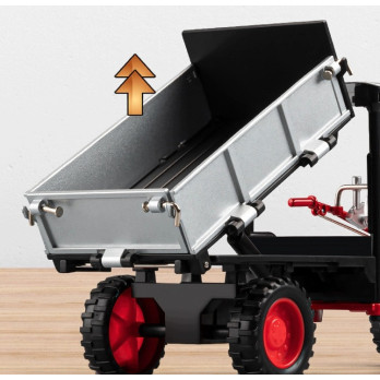 RETRO CIĄGNIK ROLNICZY Z PRZYCZEPĄ 1:24 METALOWY DIE CAST ŚWIATŁA DŹWIĘK