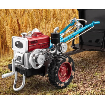 RETRO CIĄGNIK ROLNICZY Z PRZYCZEPĄ 1:24 METALOWY DIE CAST ŚWIATŁA DŹWIĘK