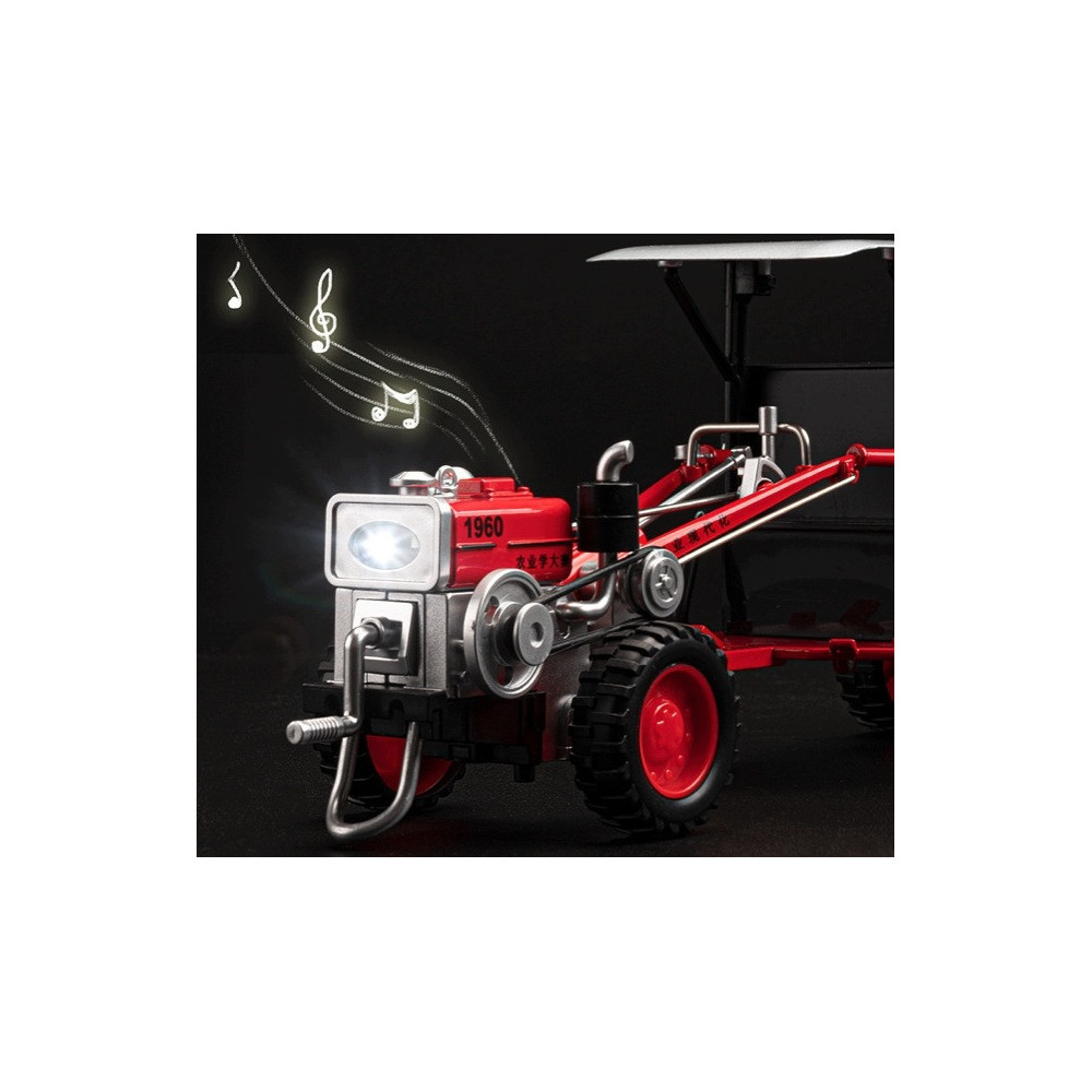 RETRO CIĄGNIK ROLNICZY Z PRZYCZEPĄ 1:24 METALOWY DIE CAST ŚWIATŁA DŹWIĘK