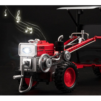RETRO CIĄGNIK ROLNICZY Z PRZYCZEPĄ 1:24 METALOWY DIE CAST ŚWIATŁA DŹWIĘK