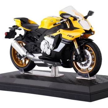 MODEL MOTOCYKLA YAMAHA YZF R1 1:12 METALOWY ZE STOPU ŻÓŁTY