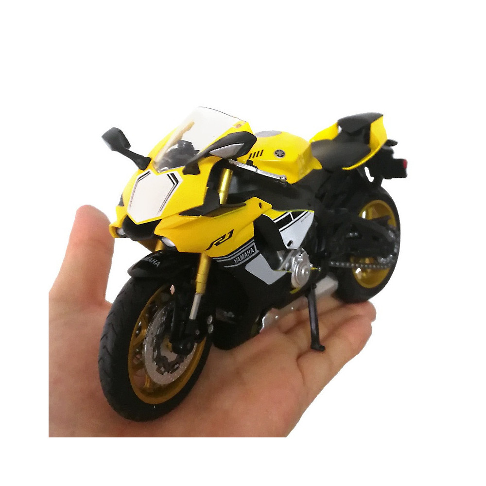 MODEL MOTOCYKLA YAMAHA YZF R1 1:12 METALOWY ZE STOPU ŻÓŁTY