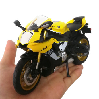 MODEL MOTOCYKLA YAMAHA YZF R1 1:12 METALOWY ZE STOPU ŻÓŁTY