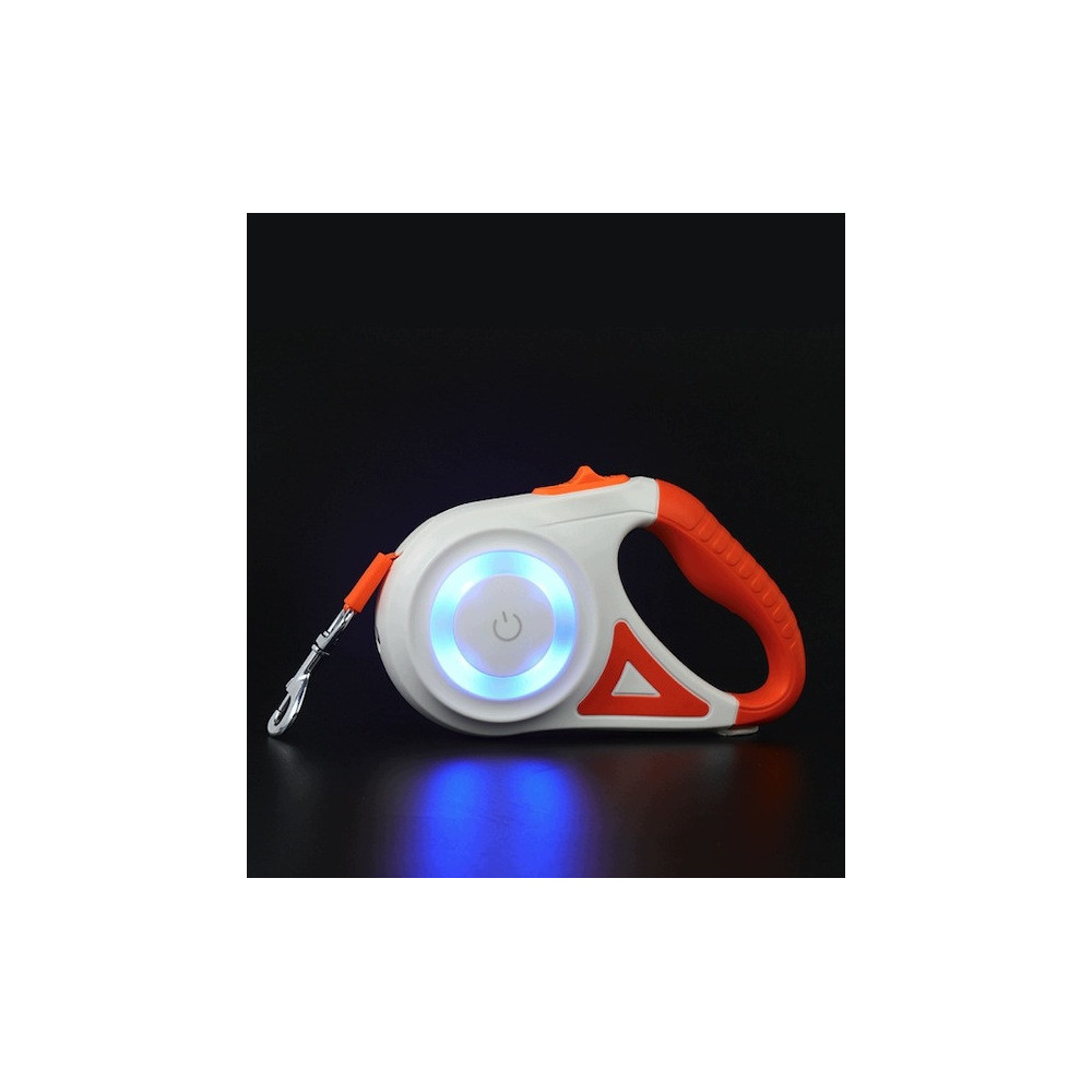 AUTOMATYCZNA SMYCZ DLA PSA 3 M Z PODŚWIETLENIEM RGB I LATARKĄ LED DO 35 KG