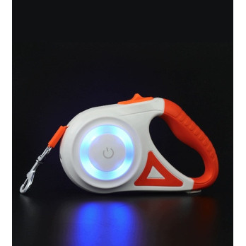 AUTOMATYCZNA SMYCZ DLA PSA 3 M Z PODŚWIETLENIEM RGB I LATARKĄ LED DO 35 KG