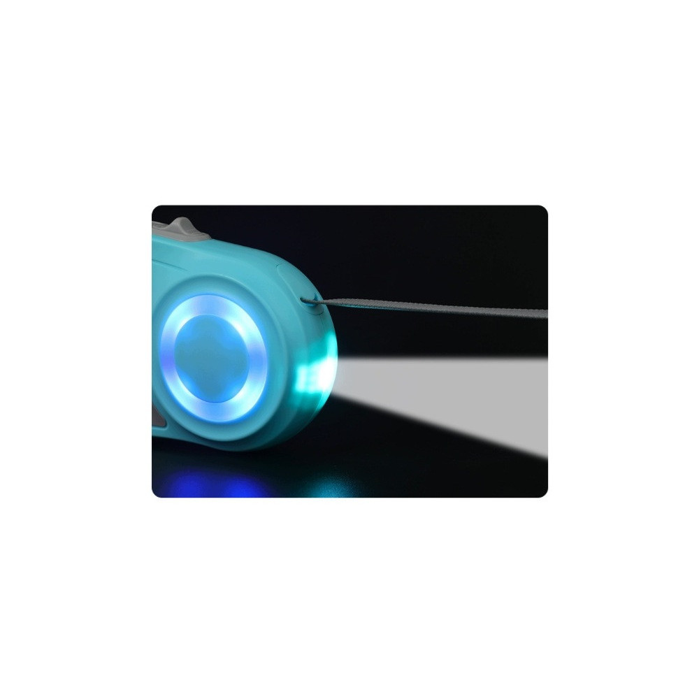 AUTOMATYCZNA SMYCZ DLA PSA 3 M Z PODŚWIETLENIEM RGB I LATARKĄ LED DO 35 KG