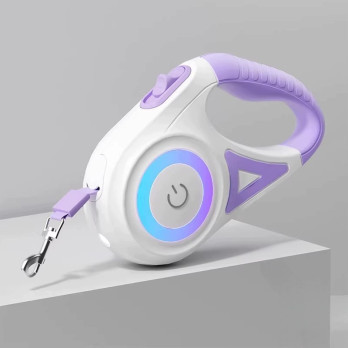 AUTOMATYCZNA SMYCZ DLA PSA 3 M Z PODŚWIETLENIEM RGB I LATARKĄ LED DO 35 KG