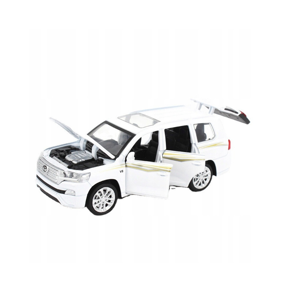 TOYOTA LAND CRUISER V8 METALOWY MODEL SAMOCHODU 1:32 DŹWIĘK ŚWIATŁO BIAŁY