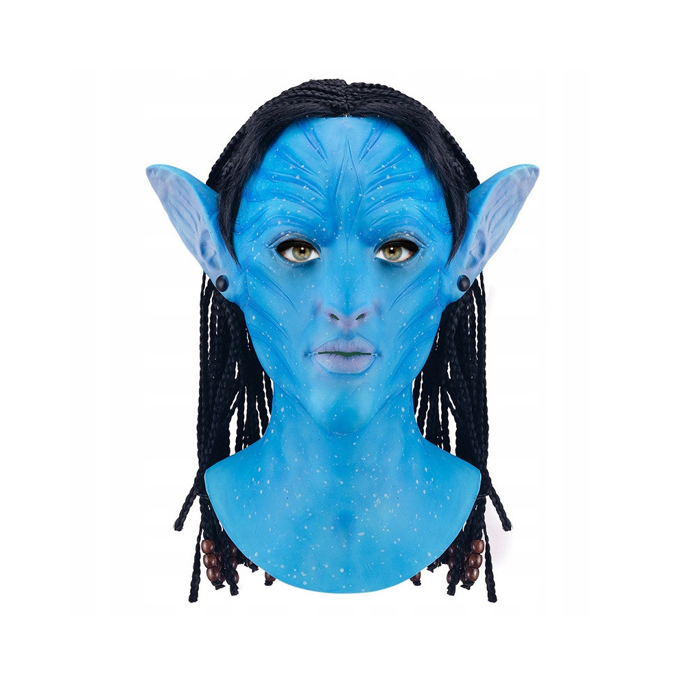 MASKA LATEKSOWA HALLOWEEN Z FILMU AVATAR NAVI KOSTIUM Z PRZEBRANIE WŁOSY