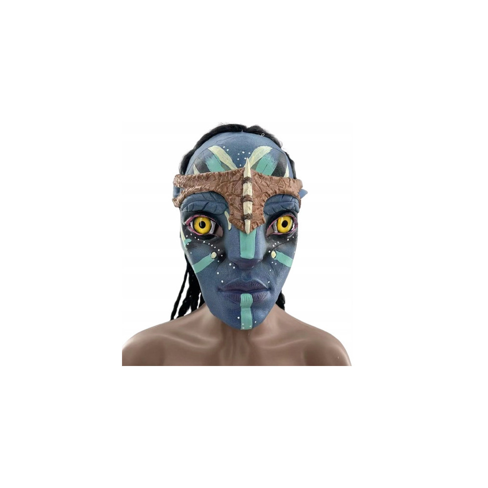 MASKA LATEKSOWA HALLOWEEN Z FILMU AVATAR KOSTIUM Z WŁOSAMI NEYTIRI