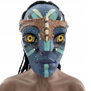 MASKA LATEKSOWA HALLOWEEN Z FILMU AVATAR KOSTIUM Z WŁOSAMI NEYTIRI