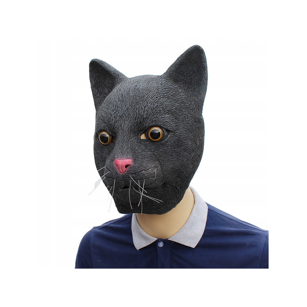 MASKA LATEKSOWA HALLOWEEN CZARNY KOT KOMINIARKA PRZEBRANIE NA TWARZ
