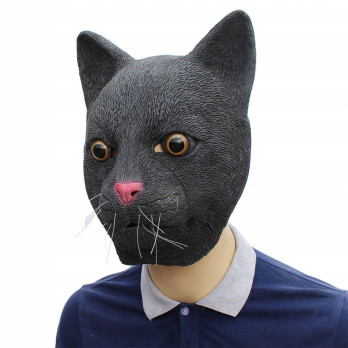 MASKA LATEKSOWA HALLOWEEN CZARNY KOT KOMINIARKA PRZEBRANIE NA TWARZ