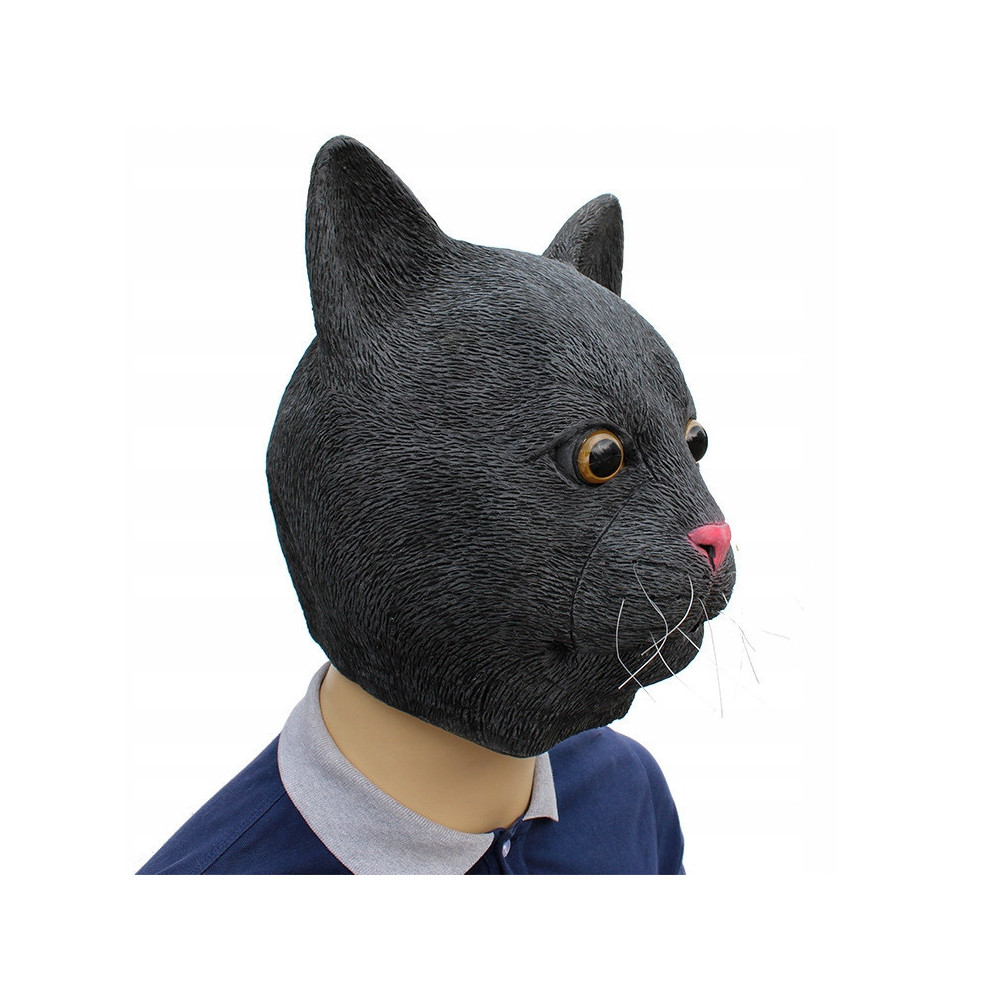 MASKA LATEKSOWA HALLOWEEN CZARNY KOT KOMINIARKA PRZEBRANIE NA TWARZ