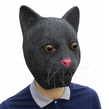 MASKA LATEKSOWA HALLOWEEN CZARNY KOT KOMINIARKA PRZEBRANIE NA TWARZ