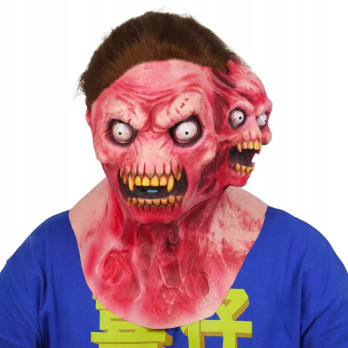 PRZERAŻAJĄCA DWUGŁOWA MASKA LATEKSOWA HALLOWEEN KOMINIARKA PRZEBRANIE