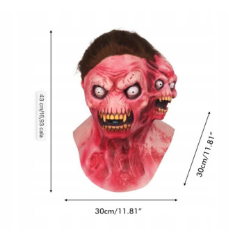 PRZERAŻAJĄCA DWUGŁOWA MASKA LATEKSOWA HALLOWEEN KOMINIARKA PRZEBRANIE