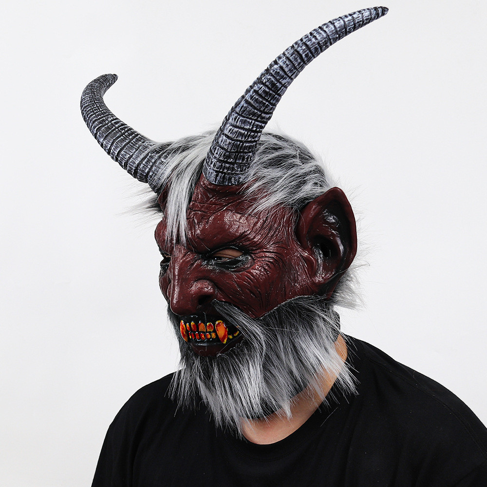 MASKA LATEKSOWA HALLOWEEN DIABEŁ LUCYFER DEMON KOMINIARKA PRZEBRANIE ROGI