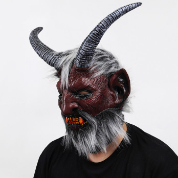 MASKA LATEKSOWA HALLOWEEN DIABEŁ LUCYFER DEMON KOMINIARKA PRZEBRANIE ROGI