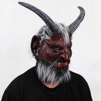 MASKA LATEKSOWA HALLOWEEN DIABEŁ LUCYFER DEMON KOMINIARKA PRZEBRANIE ROGI