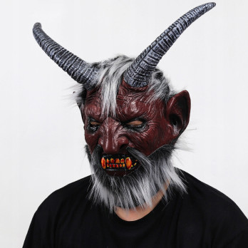 MASKA LATEKSOWA HALLOWEEN DIABEŁ LUCYFER DEMON KOMINIARKA PRZEBRANIE ROGI