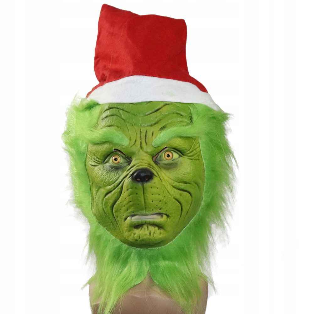 MASKA LATEKSOWA HALLOWEEN ŚWIĄTECZNY POTWÓR GRINCH KOMINIARKA PRZEBRANIE