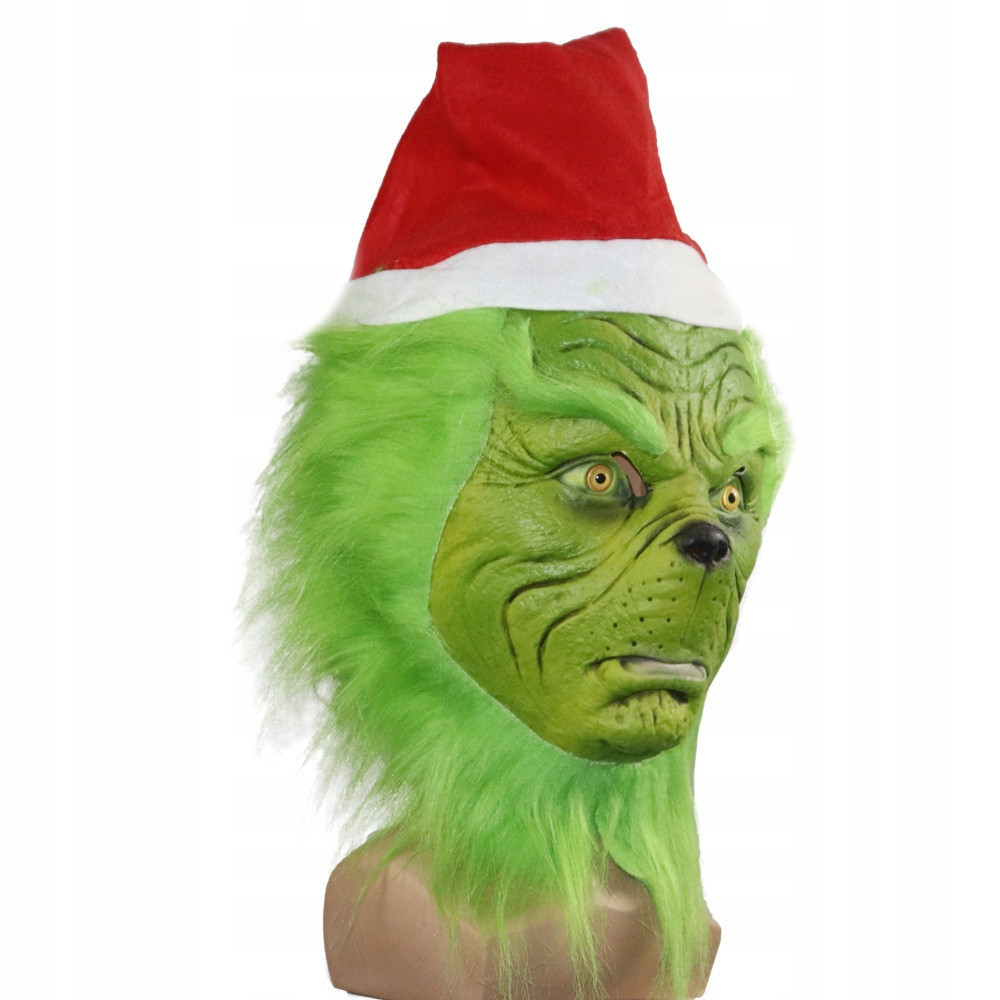 MASKA LATEKSOWA HALLOWEEN ŚWIĄTECZNY POTWÓR GRINCH KOMINIARKA PRZEBRANIE